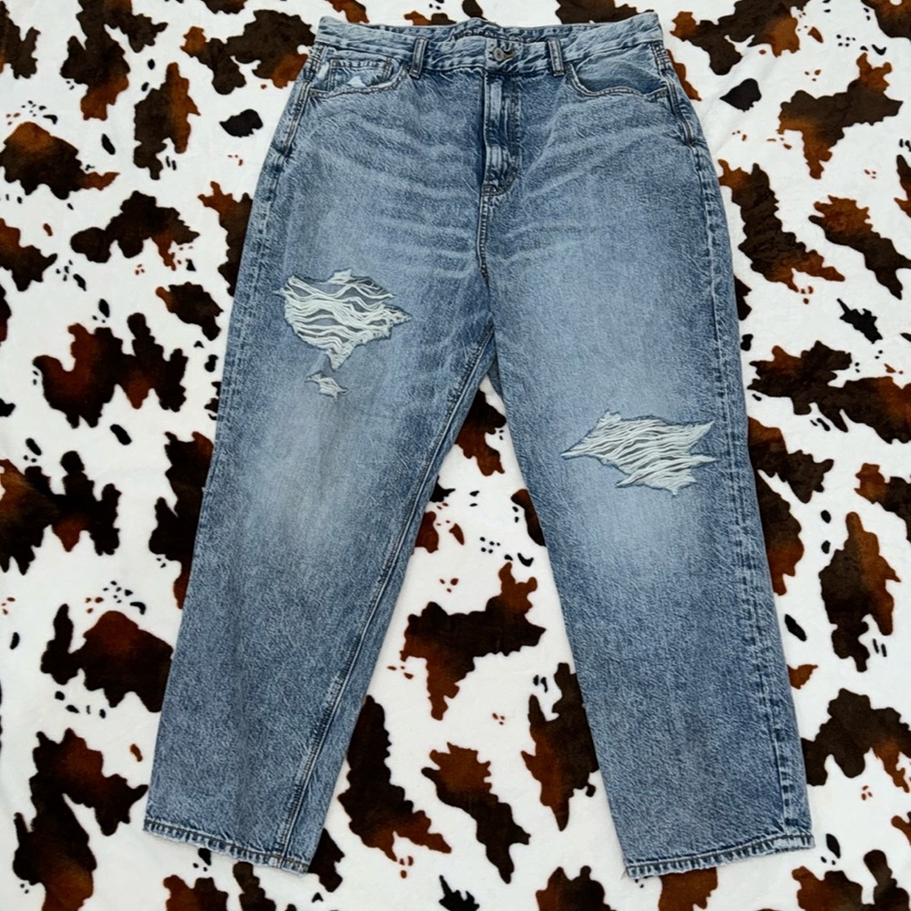 American Eagle Distressed Curvy Mom Jeans